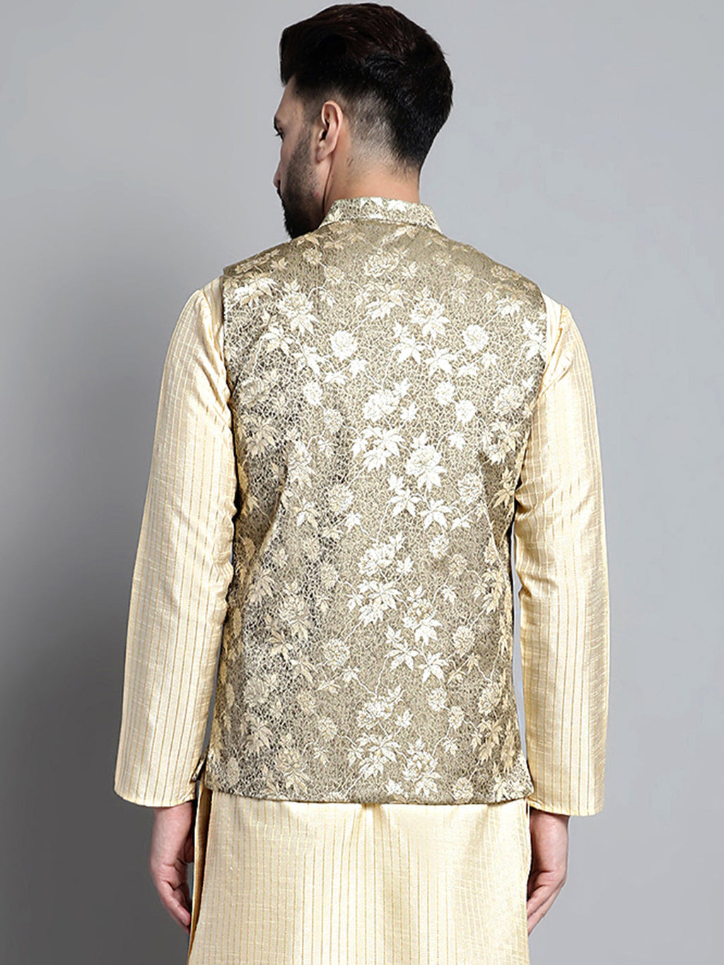 Jompers Men's Woven Design Nehru Jacket - Beige | Grocsy