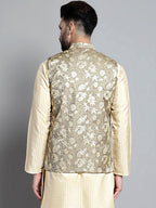 Jompers Men's Woven Design Nehru Jacket - Beige | Grocsy
