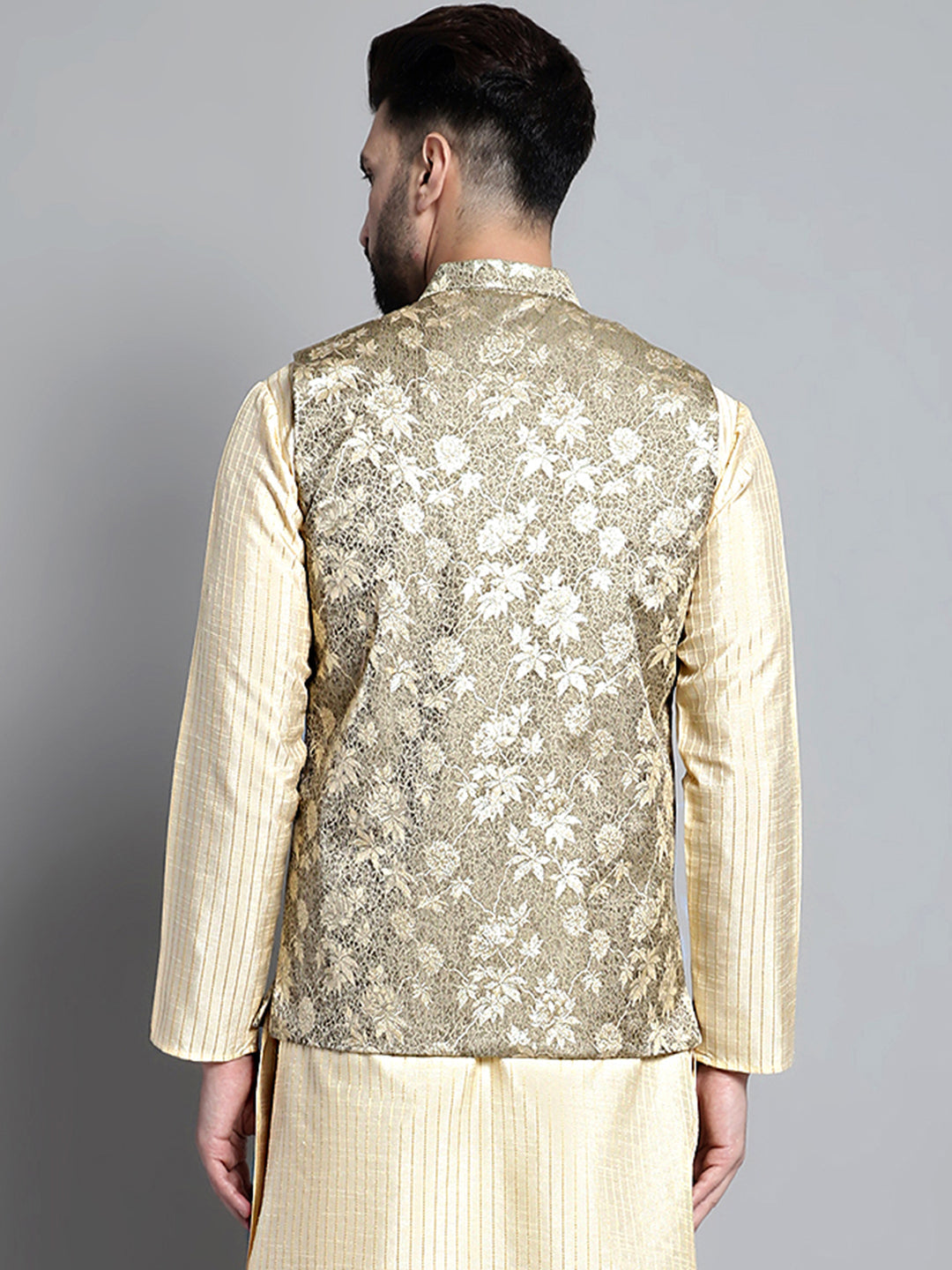 Jompers Men's Woven Design Nehru Jacket - Beige | Grocsy