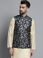 Jompers Men's Woven Design Nehru Jacket - Grey | Grocsy