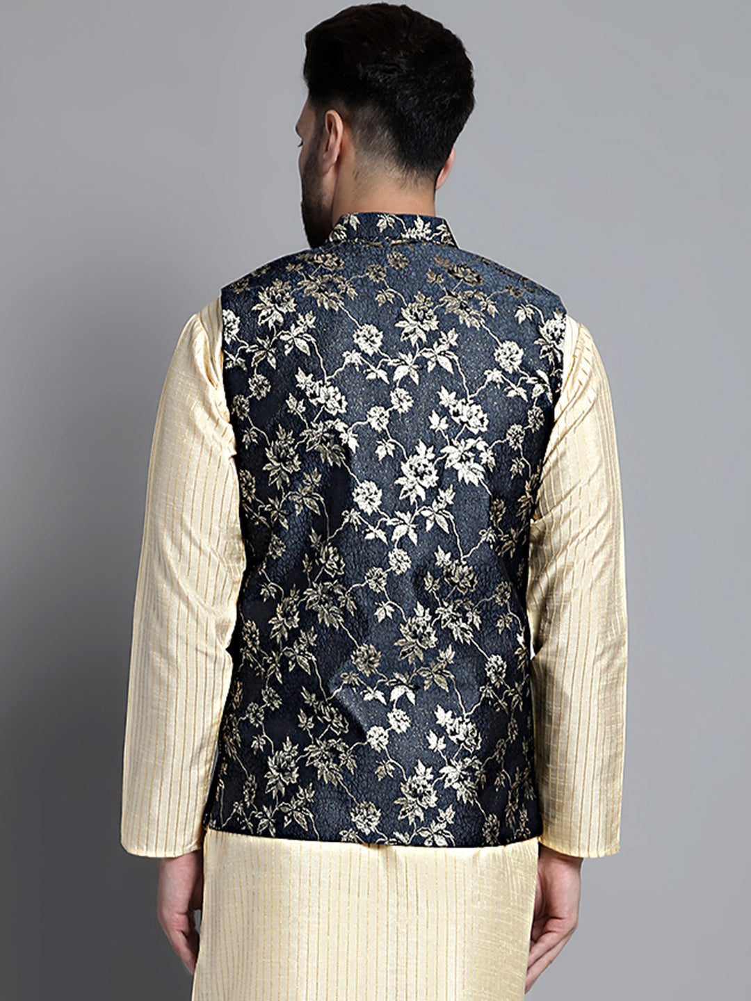 Jompers Men's Woven Design Nehru Jacket - Grey | Grocsy