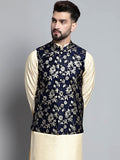 Jompers Men's Woven Design Nehru Jacket - Navy Blue | Grocsy