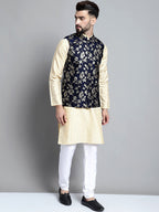 Jompers Men's Woven Design Nehru Jacket - Navy Blue | Grocsy
