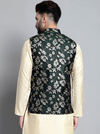 Jompers Men's Woven Design Nehru Jacket - Olive | Grocsy
