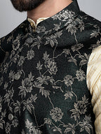 Jompers Men's Woven Design Nehru Jacket - Olive | Grocsy