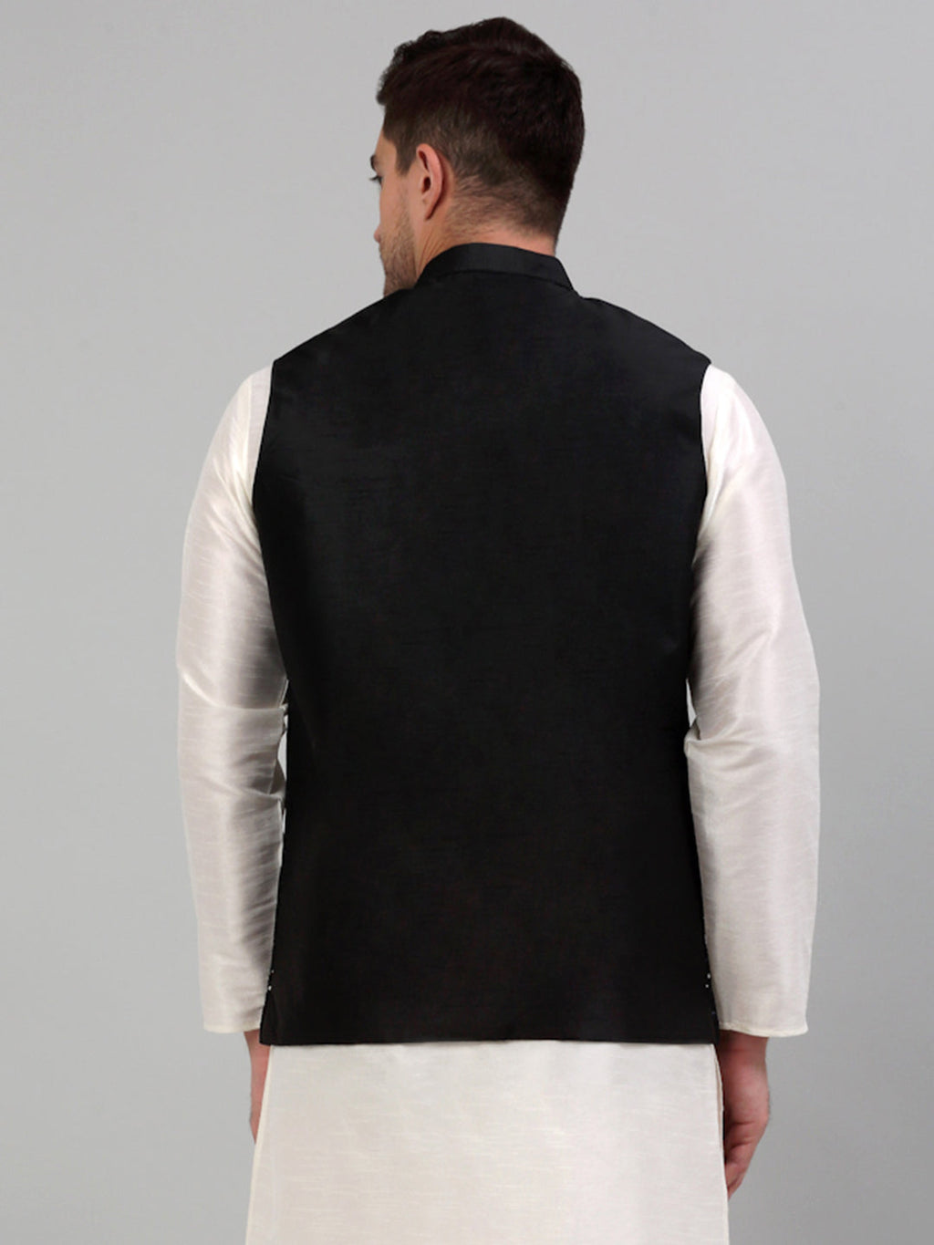 Jompers Men's Embroidered Nehru Jacket - Black | Grocsy