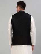 Jompers Men's Embroidered Nehru Jacket - Black | Grocsy
