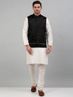Jompers Men's Embroidered Nehru Jacket - Black | Grocsy