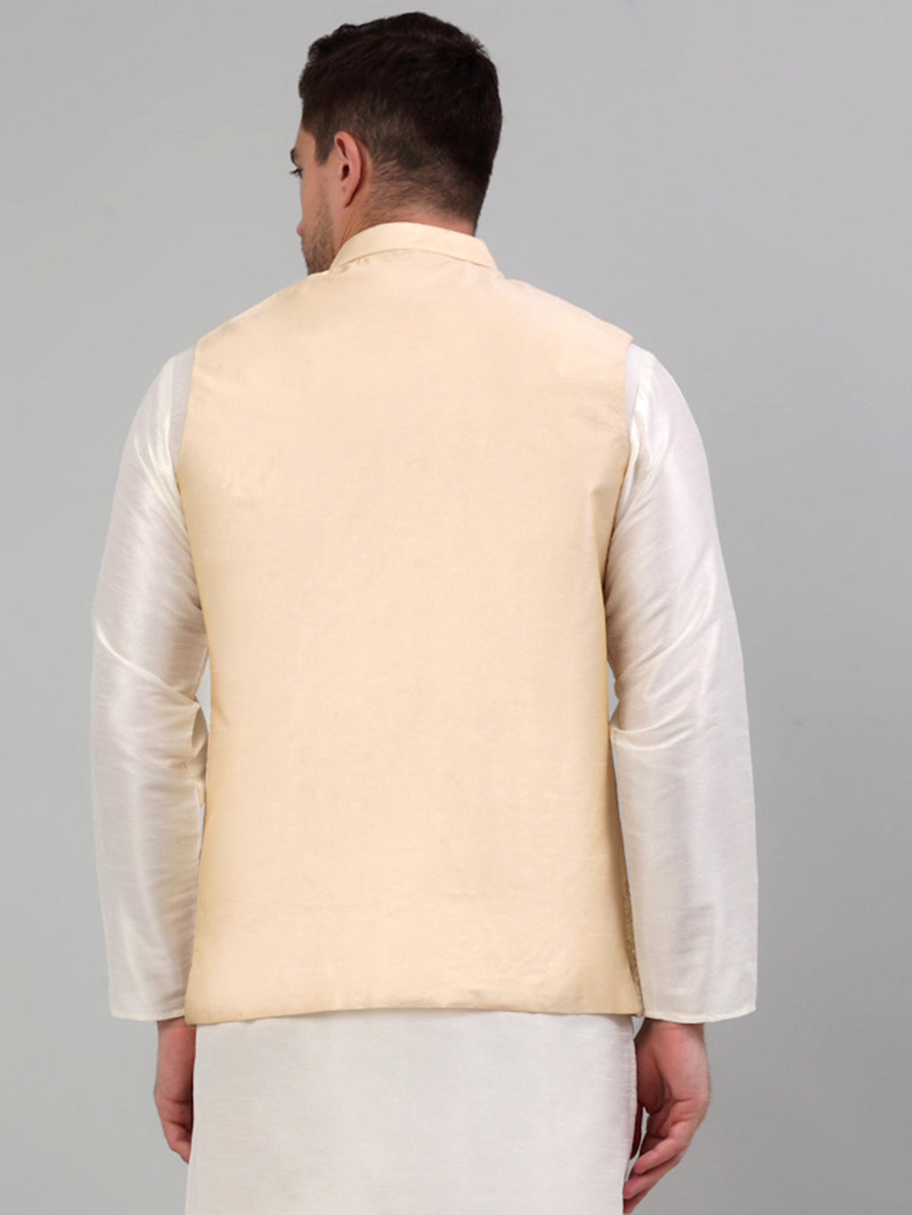 Jompers Men's Embroidered Nehru Jacket - Golden | Grocsy