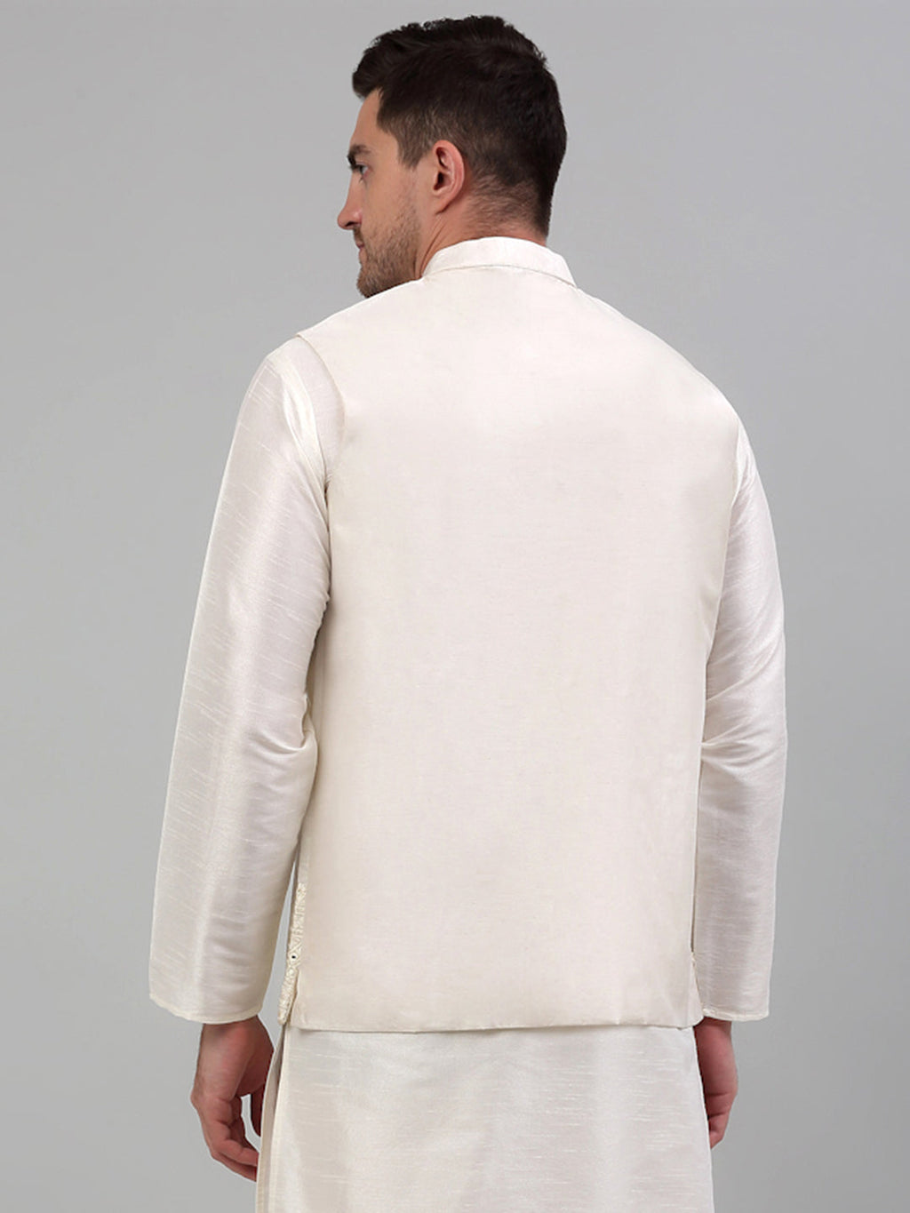 Jompers Men's Embroidered Nehru Jacket - White | Grocsy