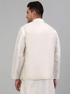 Jompers Men's Embroidered Nehru Jacket - White | Grocsy