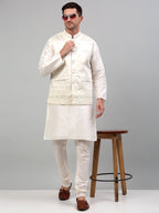 Jompers Men's Embroidered Nehru Jacket - White | Grocsy