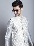 Jompers Men's Woven Design Nehru Jacket - Cream | Grocsy