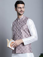 Jompers Men's Woven Design Nehru Jacket - Magenta | Grocsy