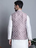 Jompers Men's Woven Design Nehru Jacket - Magenta | Grocsy