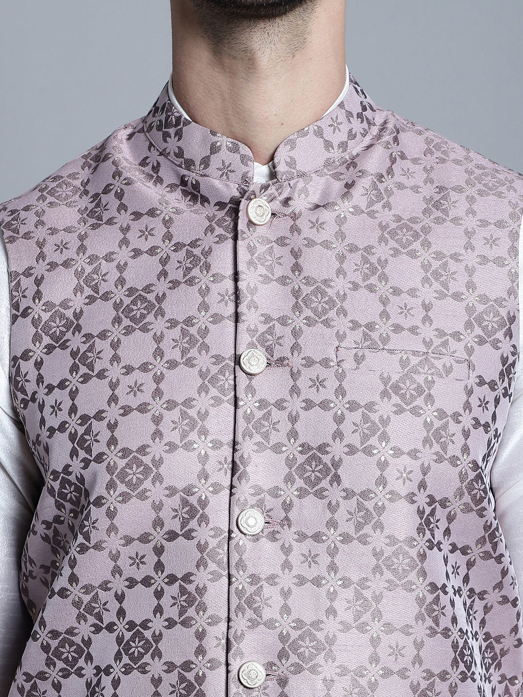 Jompers Men's Woven Design Nehru Jacket - Magenta | Grocsy