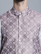 Jompers Men's Woven Design Nehru Jacket - Magenta | Grocsy