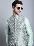 Jompers Men's Woven Design Nehru Jacket - Pista | Grocsy