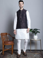 Jompers Men's Woven Design Nehru Jacket - Purple | Grocsy