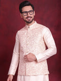 Jompers Men's Woven Design Nehru Jacket - Pink | Grocsy