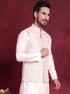 Jompers Men's Woven Design Nehru Jacket - Pink | Grocsy