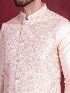 Jompers Men's Woven Design Nehru Jacket - Pink | Grocsy