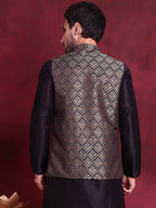 Jompers Men's Woven Design Nehru Jacket - Golden | Grocsy