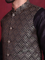 Jompers Men's Woven Design Nehru Jacket - Golden | Grocsy