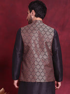 Jompers Men's Woven Design Nehru Jacket - Maroon | Grocsy