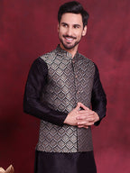 Jompers Men's Woven Design Nehru Jacket - Silver | Grocsy