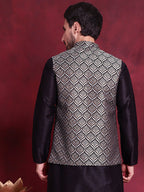 Jompers Men's Woven Design Nehru Jacket - Silver | Grocsy
