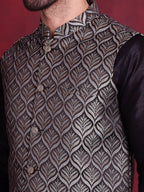 Jompers Men's Woven Design Nehru Jacket - Silver | Grocsy