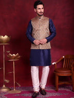 Jompers Men's Woven Design Nehru Jacket - Brown | Grocsy