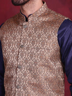 Jompers Men's Woven Design Nehru Jacket - Brown | Grocsy