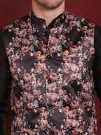 Jompers Men's Floral Printed Nehru Jacket - Black | Grocsy