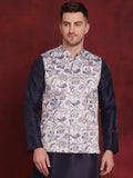 Jompers Men's Floral Printed Nehru Jacket - White | Grocsy