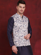 Jompers Men's Floral Printed Nehru Jacket - White | Grocsy