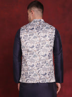 Jompers Men's Floral Printed Nehru Jacket - White | Grocsy