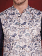 Jompers Men's Floral Printed Nehru Jacket - White | Grocsy