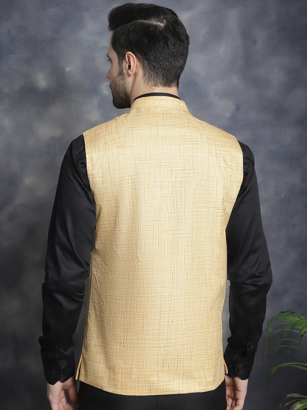 Jompers Men's Woven Design Nehru Jacket - Beige | Grocsy