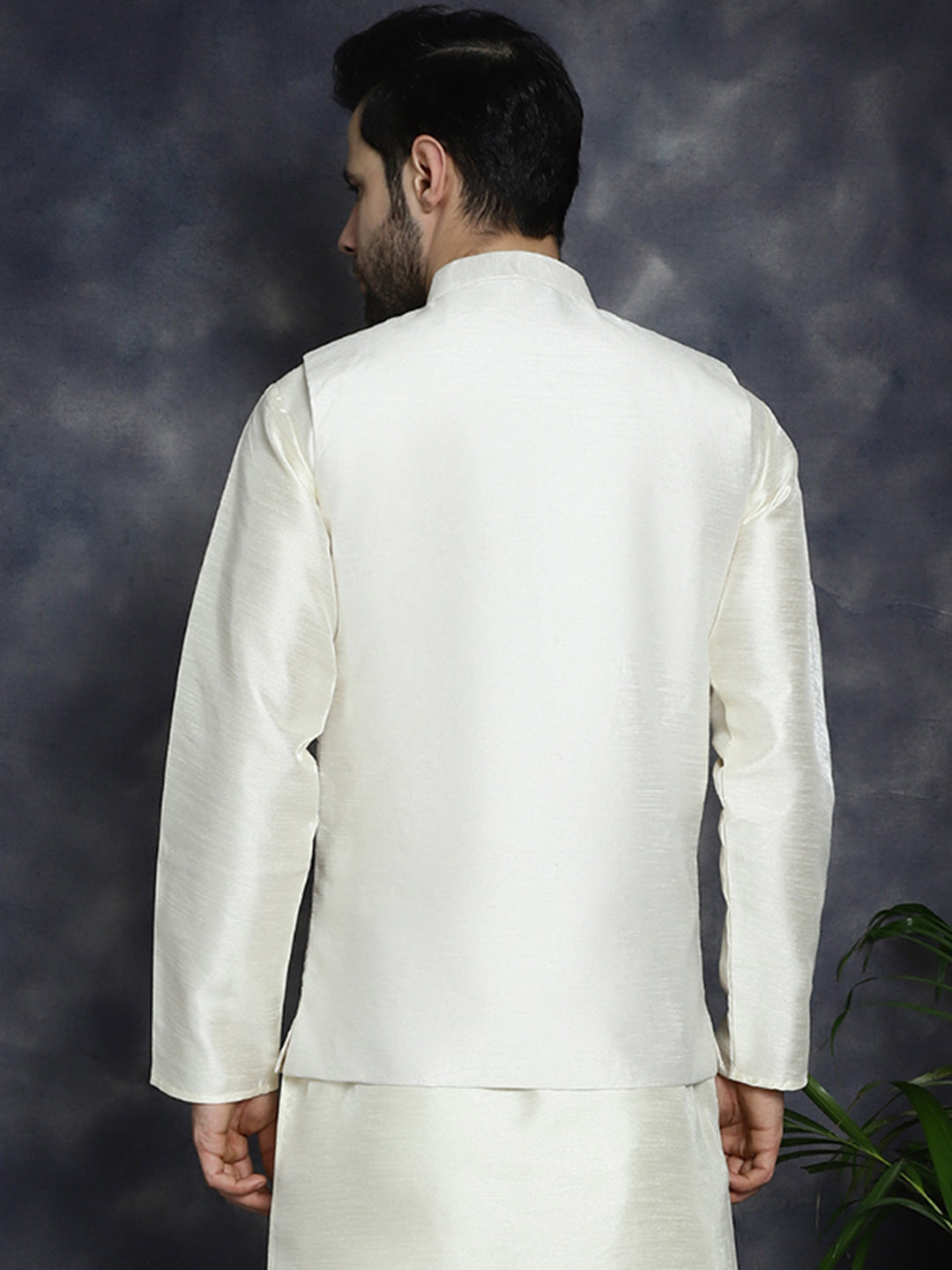 Jompers Men's Sequins and Embroidred Nehru Jacket - White | Grocsy
