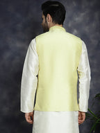 Jompers Men's Sequins and Embroidred Nehru Jacket - Yellow | Grocsy