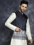 Jompers Men's Printed Nehru Jacket - Black | Grocsy
