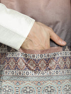 Jompers Men's Printed Nehru Jacket - Brown | Grocsy