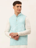 Jompers Men's Sky Embroidered Nehru Jackets | Grocsy