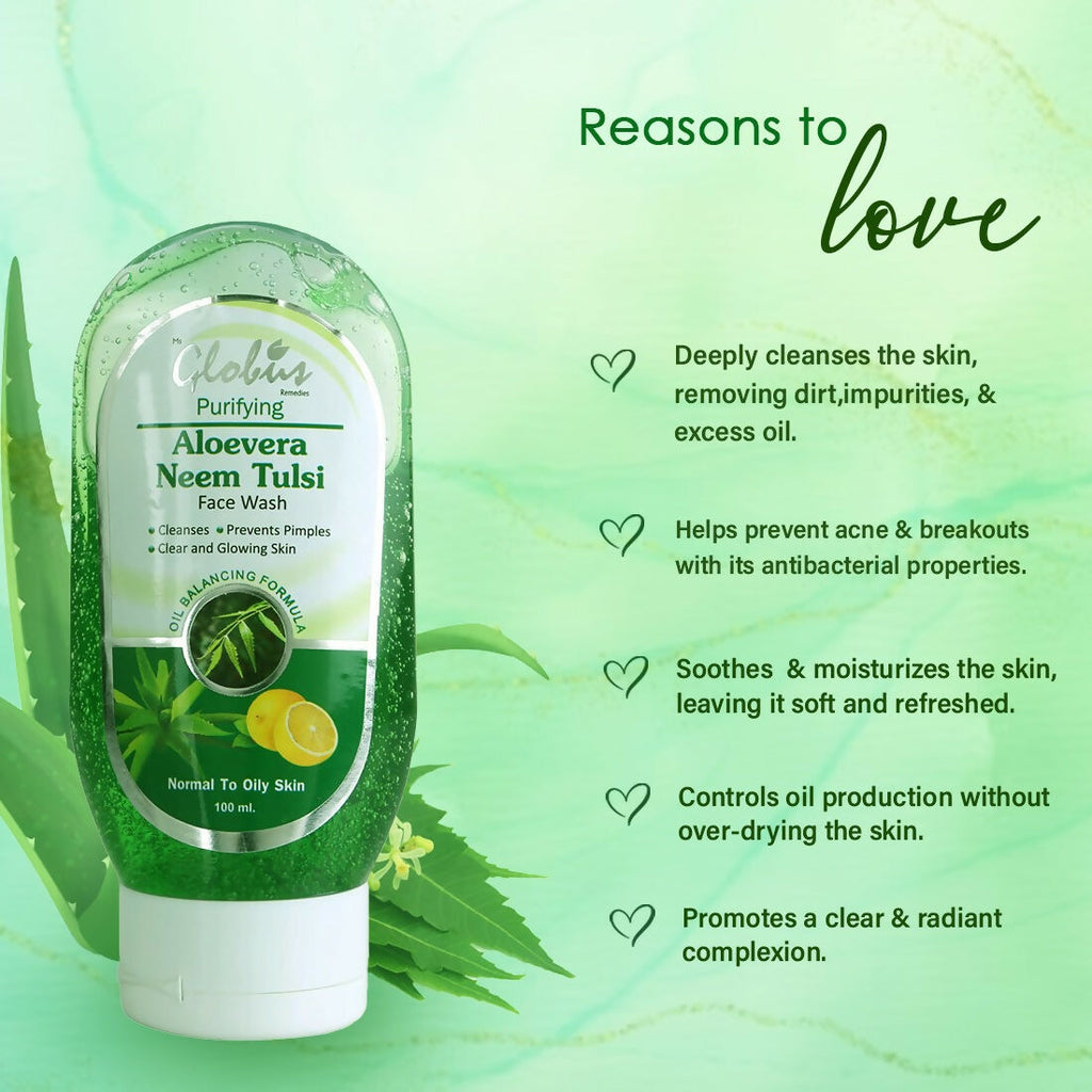 Globus Remedies Aloe vera Neem Tulsi Face Wash | Grocsy