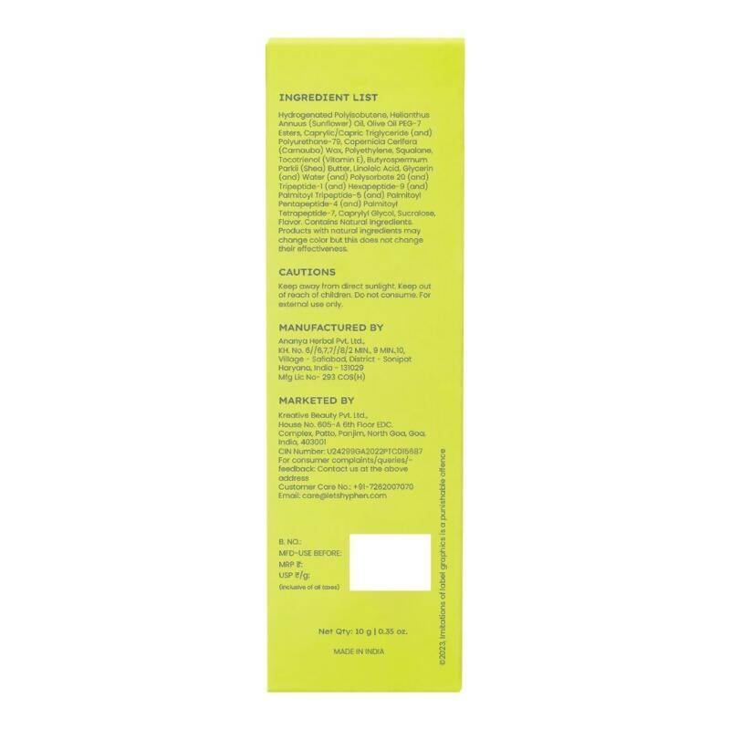 Hyphen By Kriti Sanon Vitamin Infused Peptide Lip Balm - Peach For Dry & Chapped Lips, Hydrating & Moisturizing Balm | Grocsy