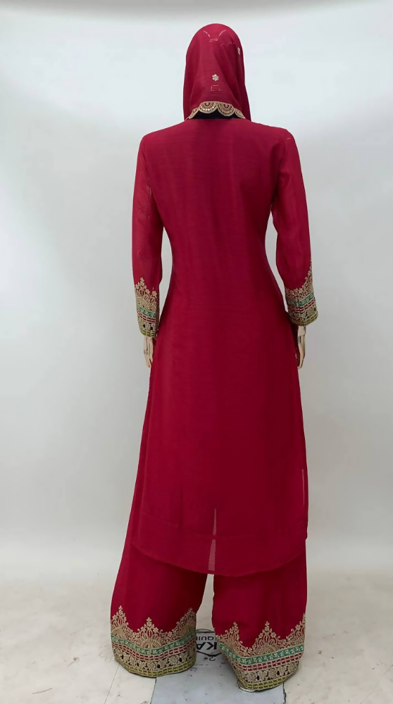 Lorenvalley Fashion Pink Chinon Embroidery With Sequince Work Salwar Kameez Stitched | Grocsy