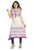 Snehal Creations Print Precious White A-Line Designer Cotton Tunic | Grocsy