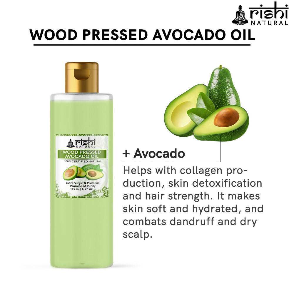 Rishi Natural Avocado Oil Wood Pressed 100% Pure Healthy skin And Hair | Grocsy